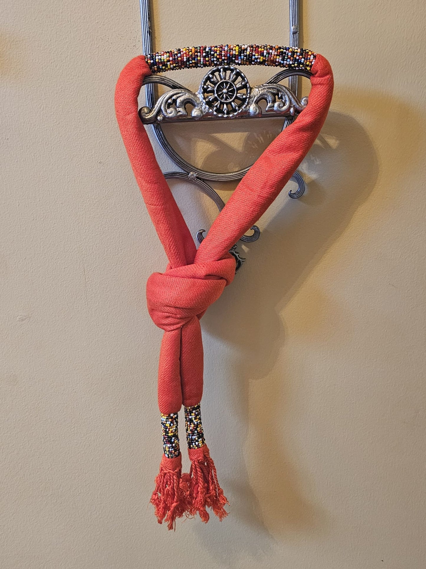 AATC Beaded Scarf (Red) -ABS009