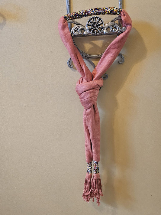 AATC Beaded Scarf (Pink) -ABS004