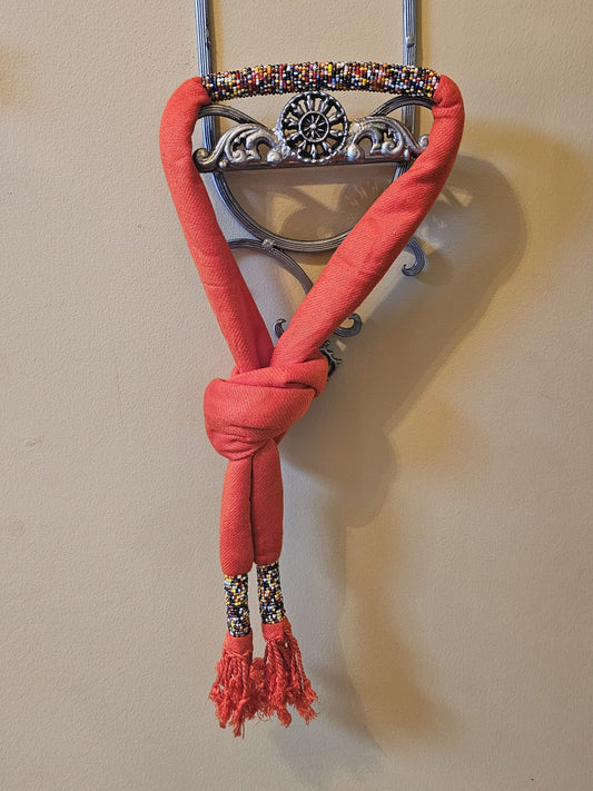 AATC Beaded Scarf (Red) -ABS009