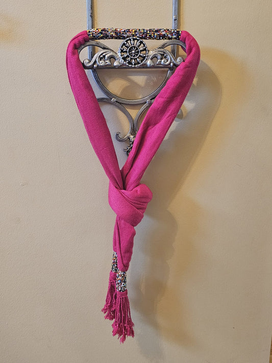 AATC Beaded Scarf (Hot Pink)-ABS011