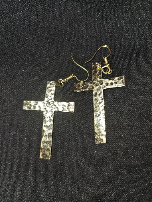 AATC BRASS CROSS EARINGS