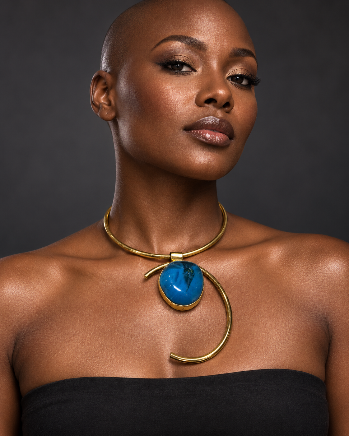 AI model styling image — AATC  BLUE NECKLACE PENDANT