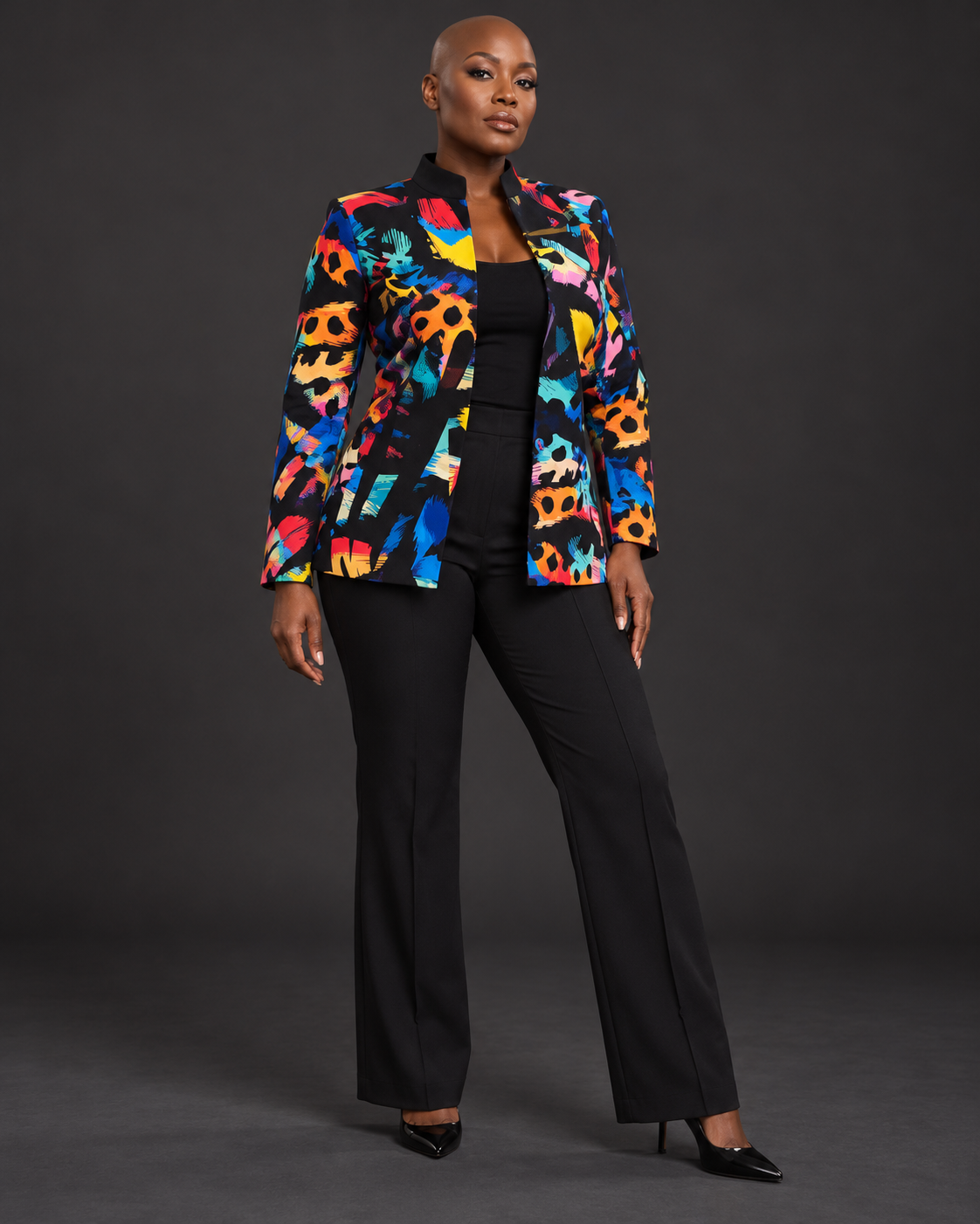 AI model styling image — AATC All-Purpose Ankara Blazer