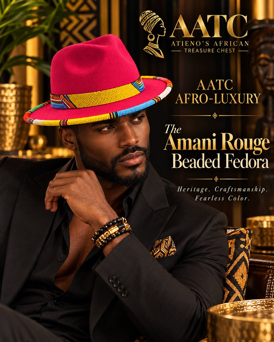 The Amani Rouge Beaded Fedora