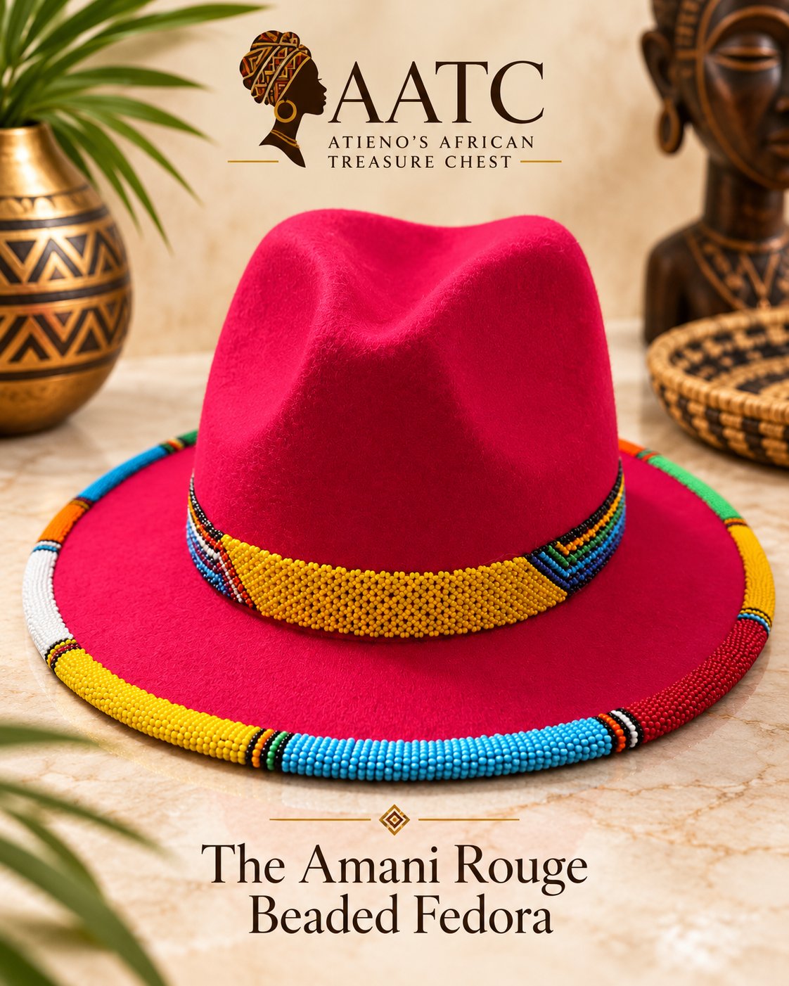 The Amani Rouge Beaded Fedora