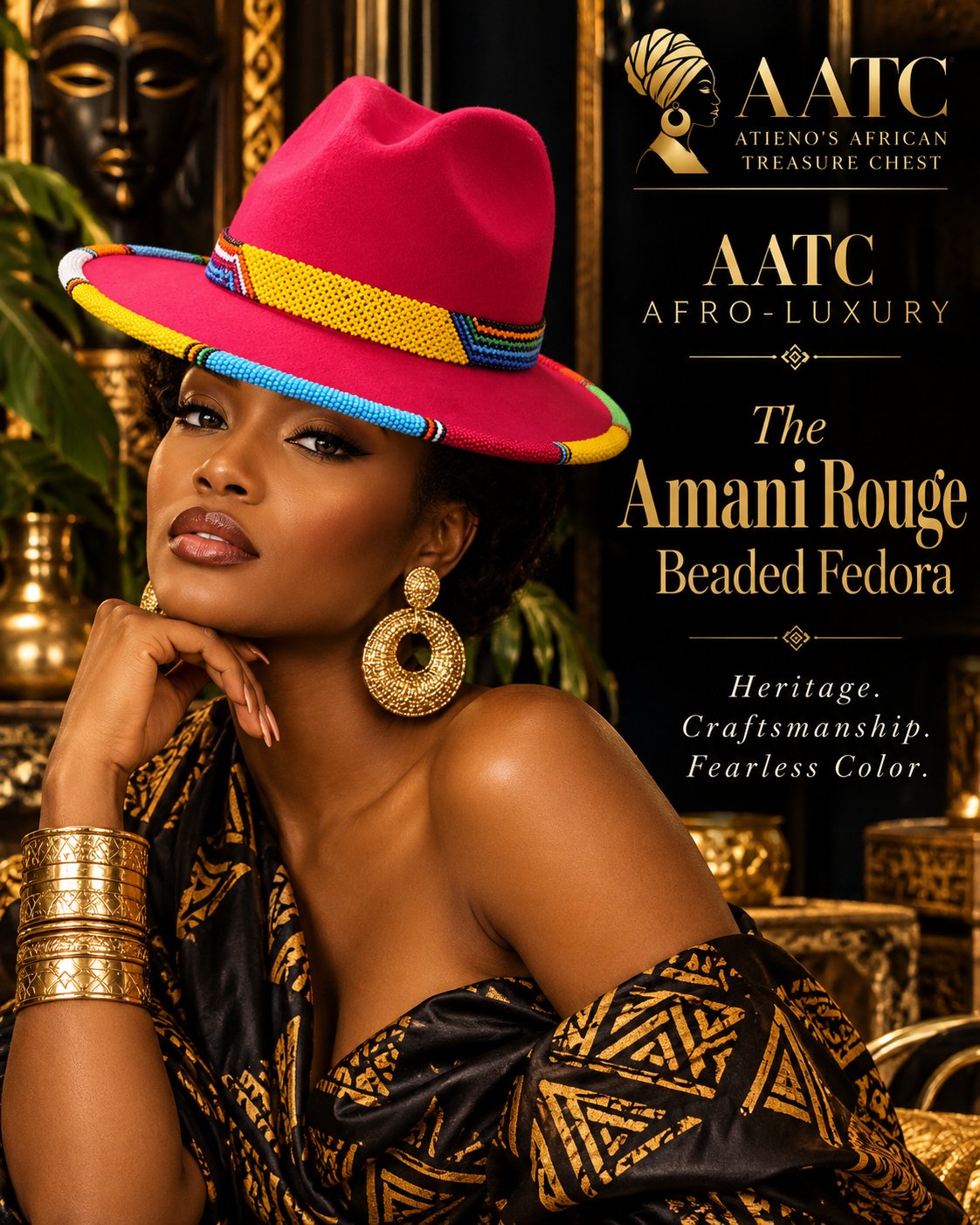 The Amani Rouge Beaded Fedora