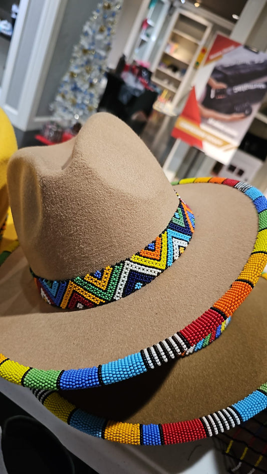 AATC BROWN BEADED FEDORA HAT