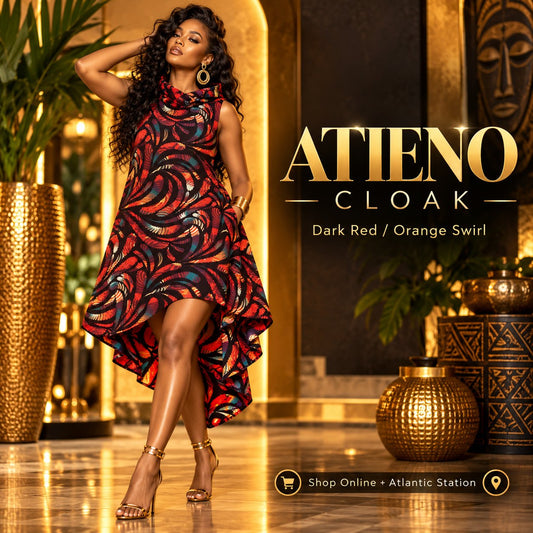 ATIENO CLOAK – Dark Red / Orange Swirl