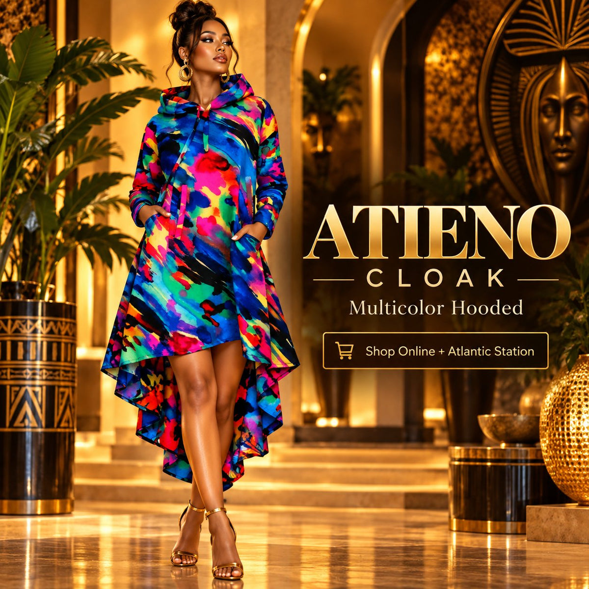 ATIENO CLOAK – Multicolor Hooded