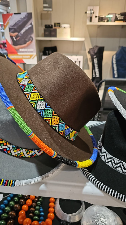 AATC HANDMADE COFFEE BEADED FEDORA HAT