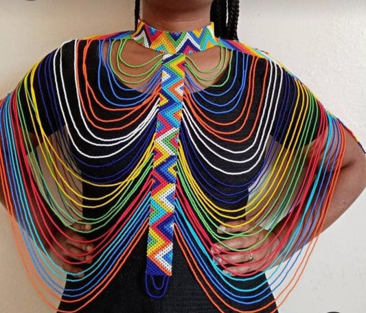 AATC ELEGANT BEADED MULTICOLORED PONCHO NECKLACE