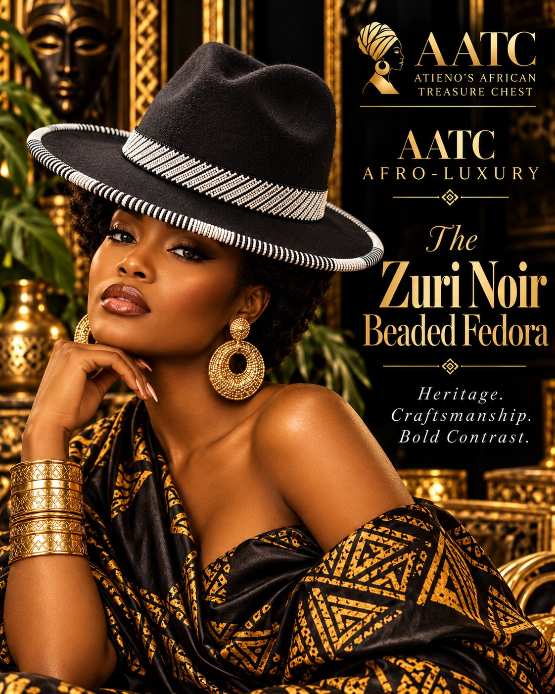 The Zuri Noir Beaded Fedora