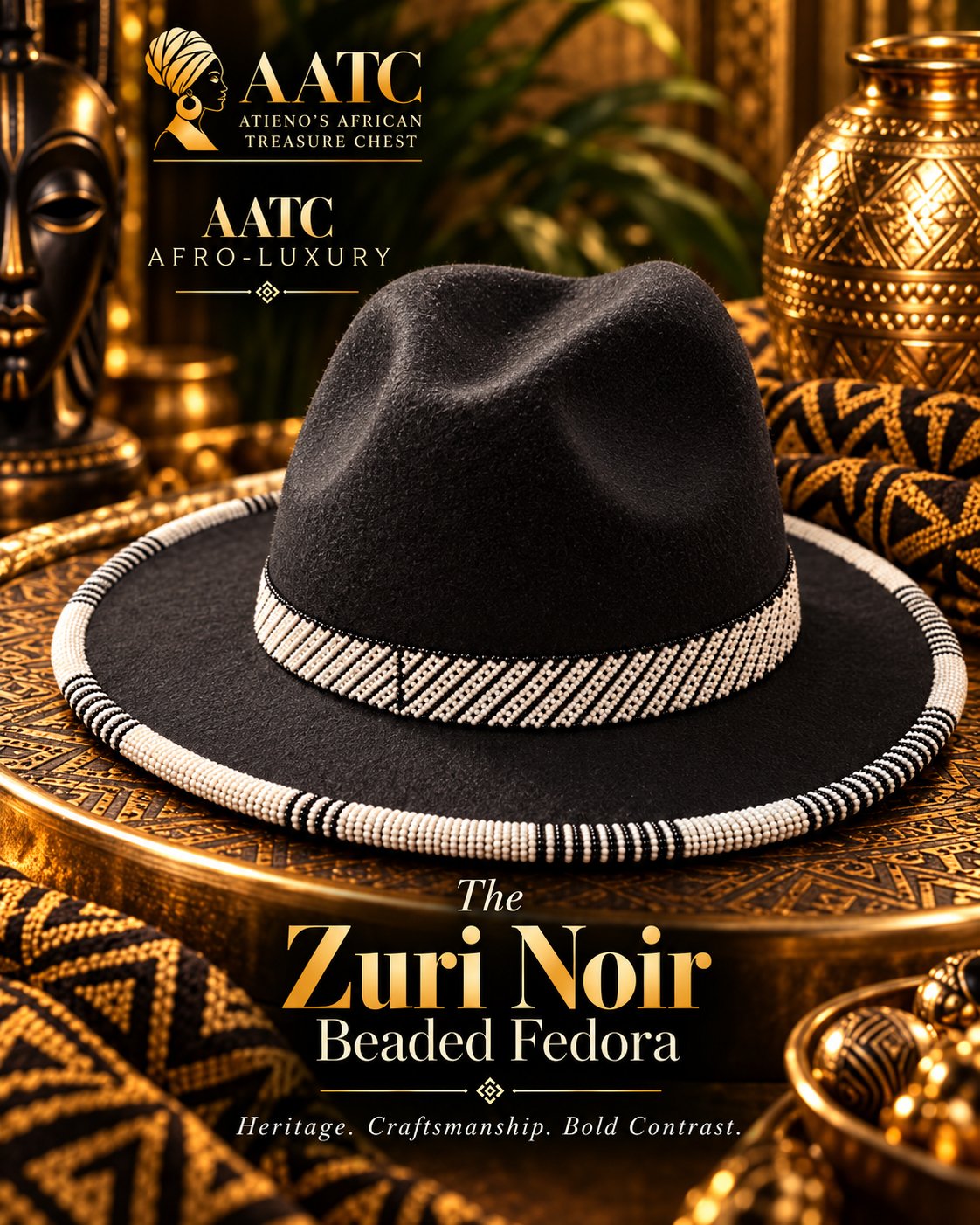 The Zuri Noir Beaded Fedora